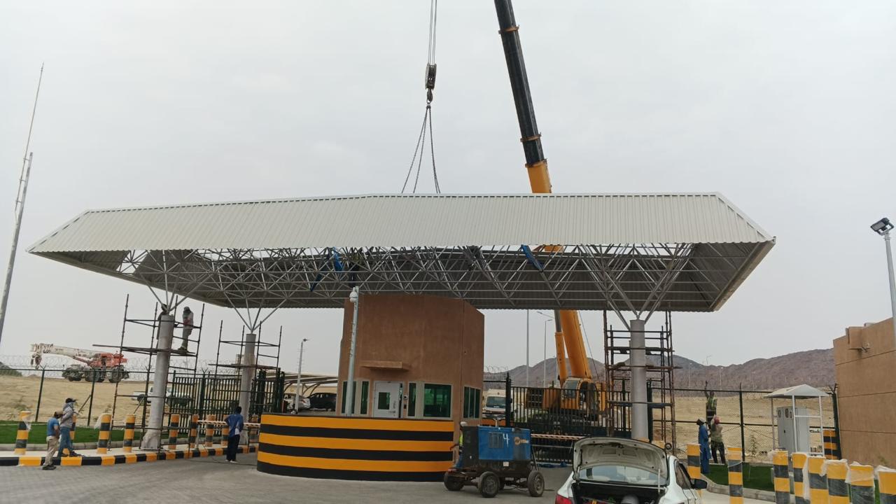 Triocon space frame security gate house sunshade for SWCC Aseer, Saudi Arabia